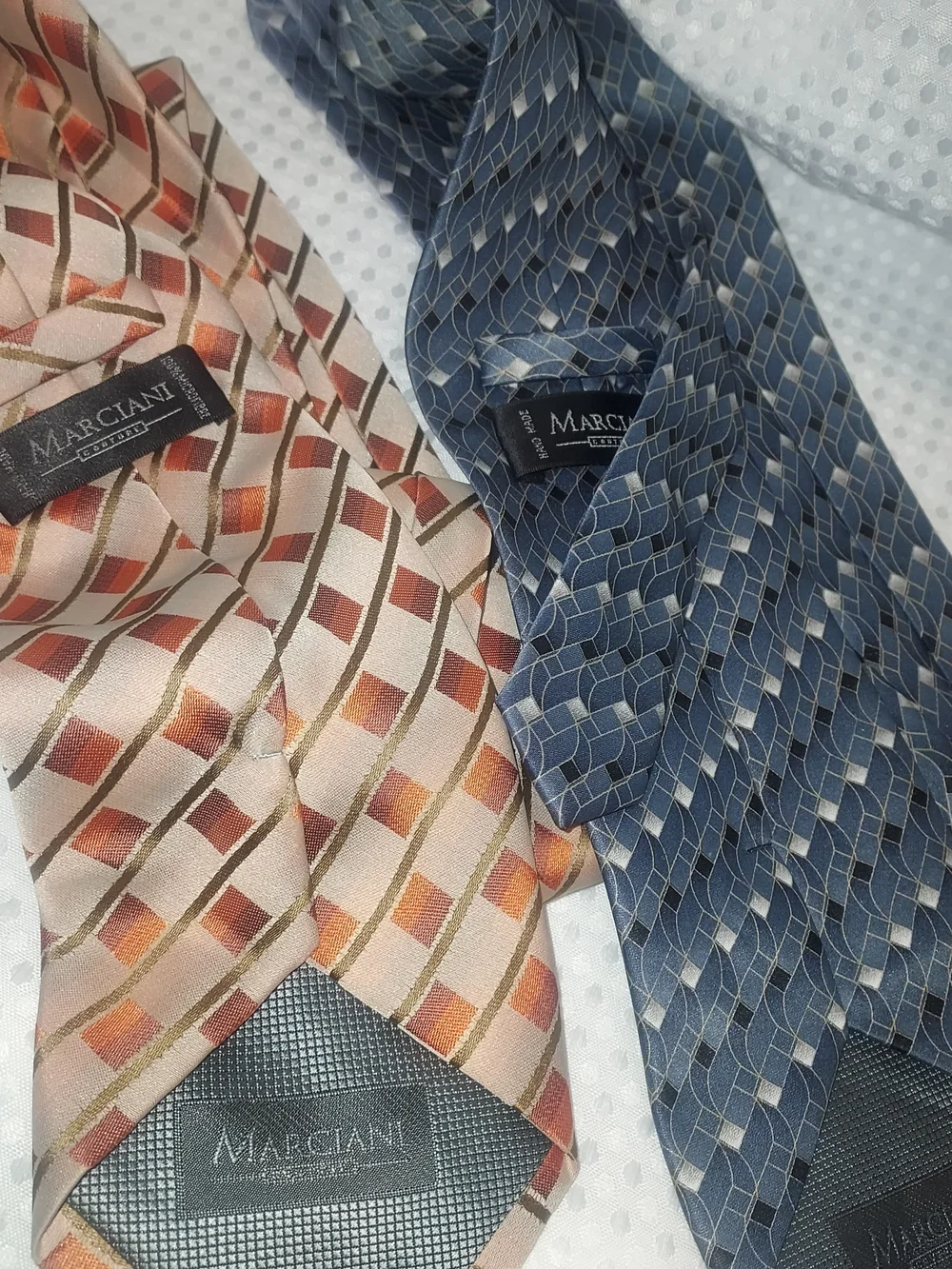Men's Tie Set — Peach, Blue, and Gold Patterned Neckties